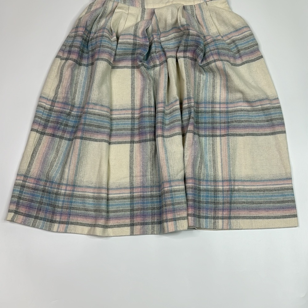 Vintage Marilyn Togs Wool A-line Blue Plaid Skirt Size 11 Waist 26" - Picture 3 of 10